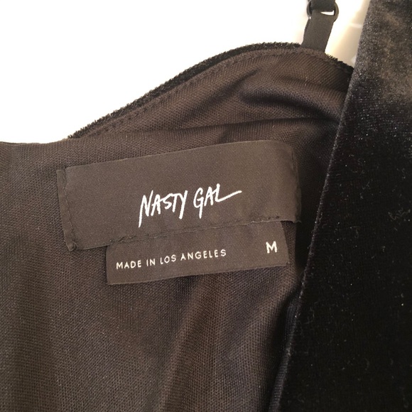 Nasty Gal Mini Dress Velvet Bodice Deep V-Neck Open Back Size M Medium - Picture 8 of 9